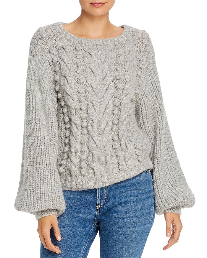 Eleven Six Charlotte Mixed Knit Alpaca-blend Sweater In Pale Melange Gray