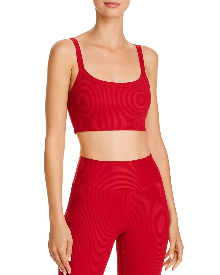 Year Of Ours Ribbed Sports Bra In Dark Red
