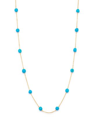 Bloomingdale's Fine Collection - Turquoise Adjustable Station Necklace in 14K Yellow Gold, 7"-19"
