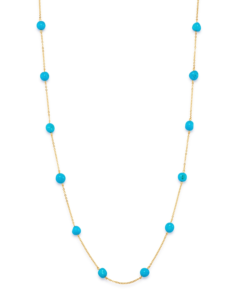 Bloomingdale's Fine Collection Turquoise Adjustable Station Necklace in 14K Yellow Gold, 7