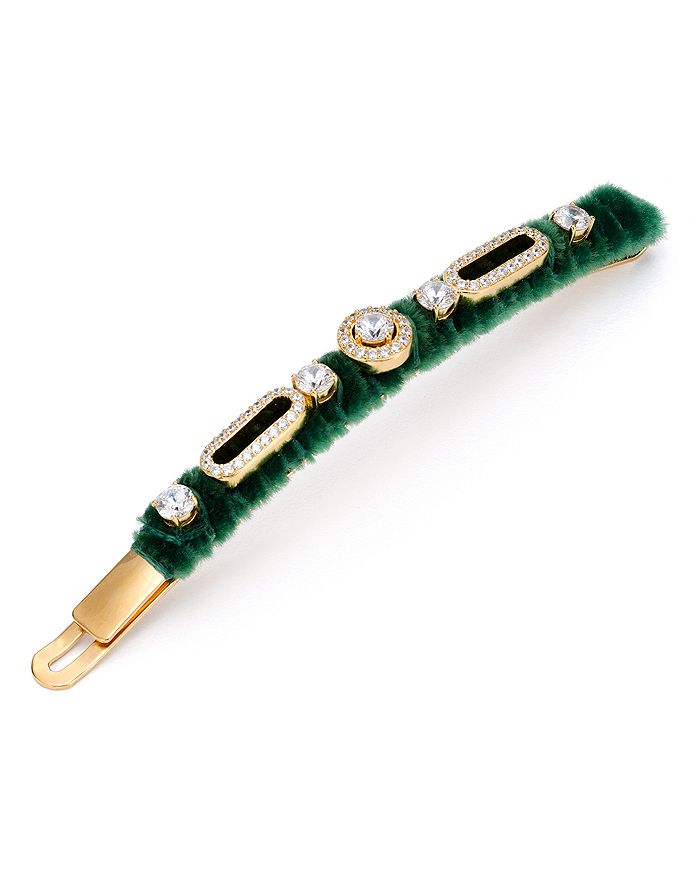 Nadri Wrapped Pave Detail Bobby Pin In Green/gold