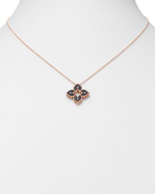 18K Rose Gold Venetian Princess Black &amp; White Diamond Reversible Pendant Necklace, 18&amp;quot;
