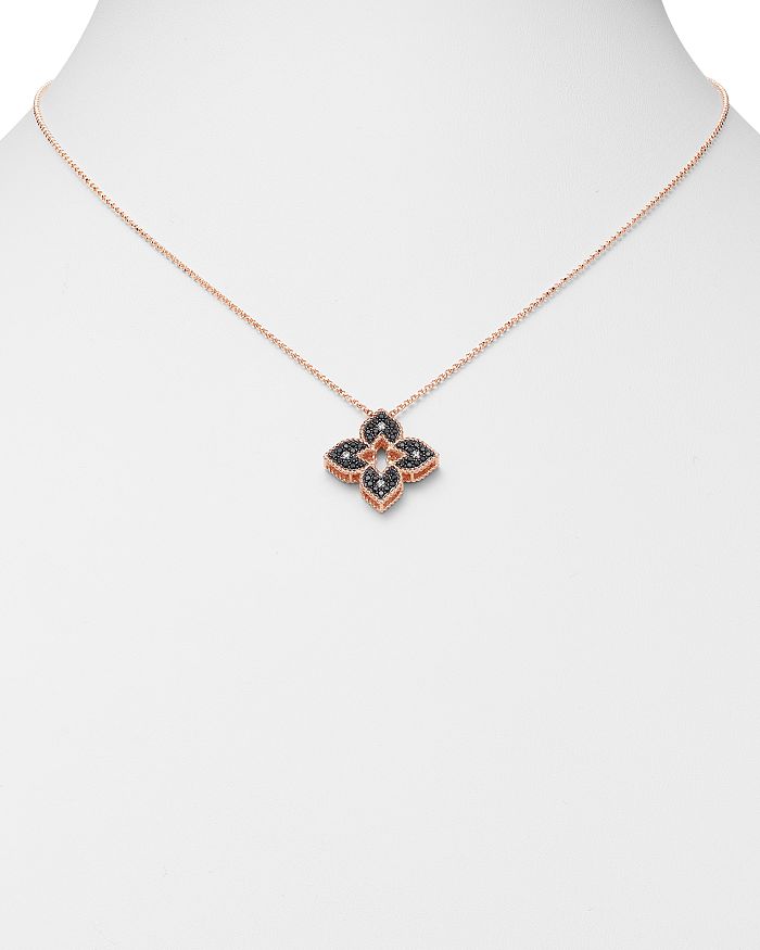 Shop Roberto Coin 18k Rose Gold Venetian Princess Black & White Diamond Pendant Necklace, 18 In Black/rose Gold