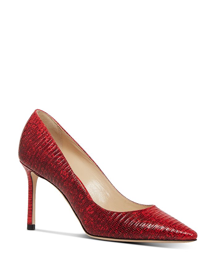 Jimmy Choo Women's Romy 85 Pointed-toe Pumps In Red Embossed Leather