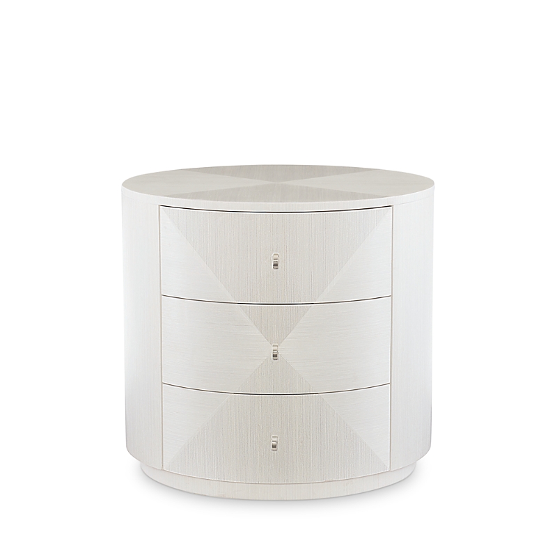 Bernhardt Axiom Round 3-drawer Side Table In Linear White