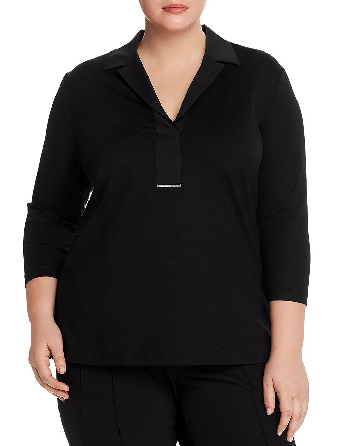 Lafayette 148 New York Plus Magda Woven Top In Black