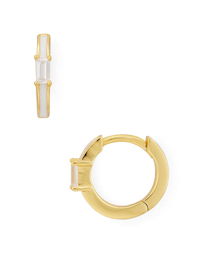 Argento Vivo Huggie Hoop Earrings In 18k Gold-plated Sterling Silver In White/gold