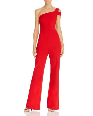 color block chiffon overlay one shoulder jumpsuit