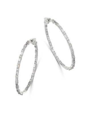 Diamond Inside-Out Hoop Earrings in 14K White Gold, 2.0 tcw 