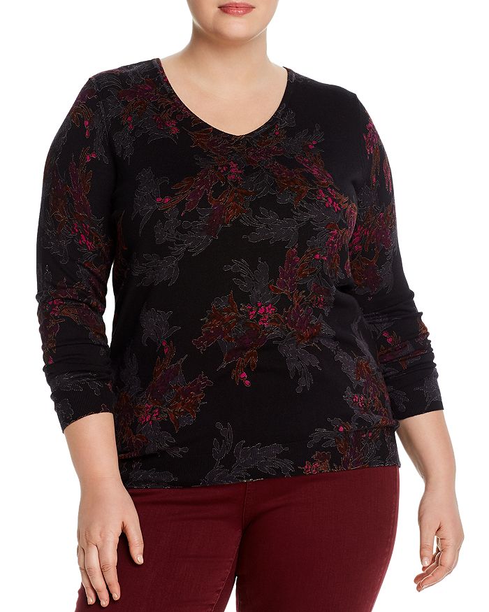 DANIEL RAINN PLUS BOTANICAL BUTTON-BACK LIGHTWEIGHT SWEATER,DX70070SR1