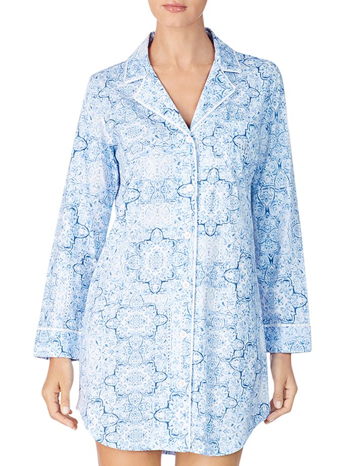 Ralph Lauren Lauren  Printed Sleepshirt In Blue Print