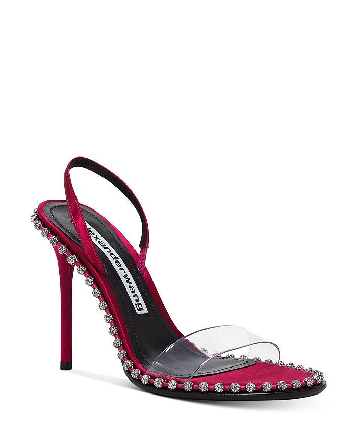 Alexander Wang Nova Crystal Studded Clear Sandal In Hot Pink