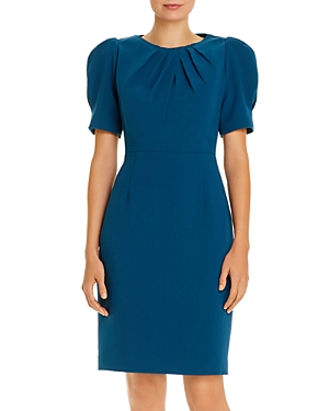 Click to view more detailed imagery on our partner's website Elie Tahari Delphine Puff-shoulder Pleated Dress In Amalfi