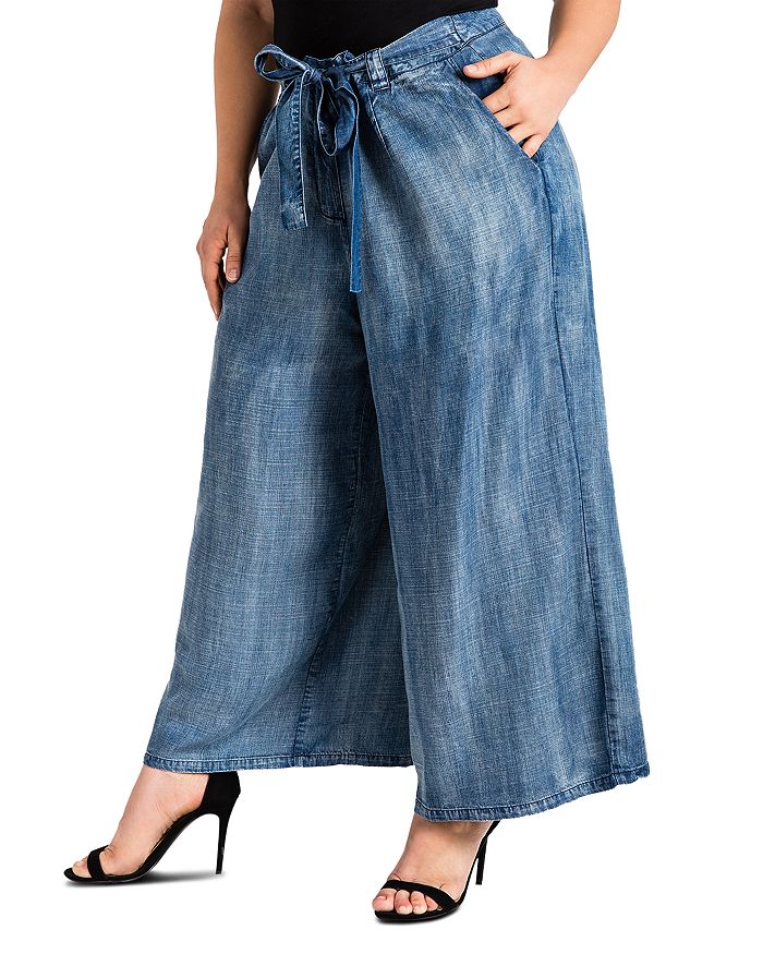 Shop Standards & Practices Sophi Cropped Palazzo Pants In Medium Blue