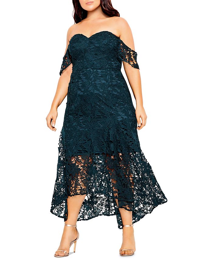 City Chic Plus Off-the-Shoulder Lace Dress | Bloomingdale's