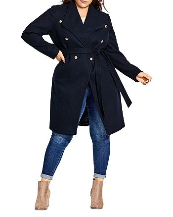 City Chic Plus - Double-Breasted Military Coat
