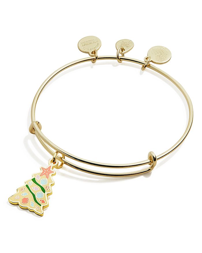 Alex And Ani Seashell Christmas Tree Color Infusion Expandable Charm Bracelet In Gold