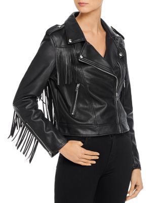 womens fringed leather biker jacket