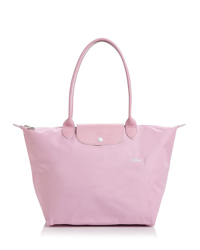 Longchamp Le Pliage Club Large Shoulder Tote In Pink/silver