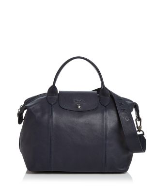 longchamp navy leather bag