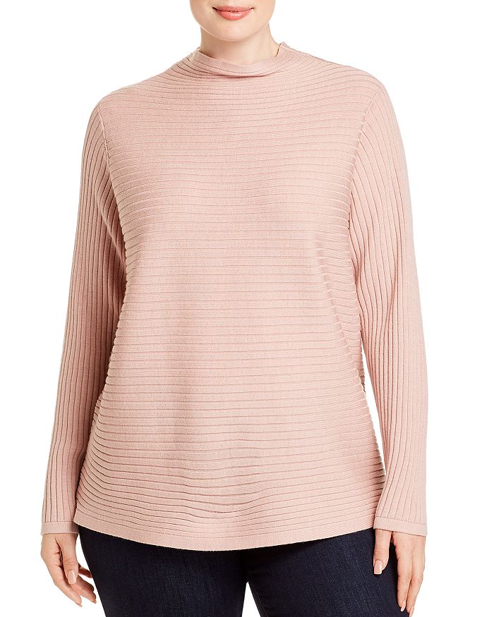 EILEEN FISHER RIBBED FUNNEL NECK SWEATER,R9AFQ-W5243X