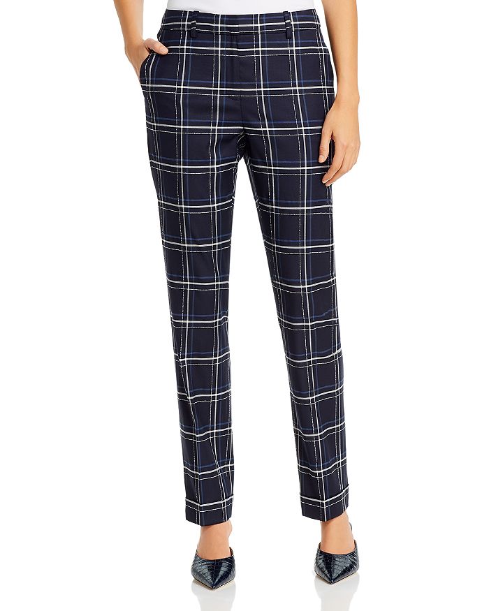 Lafayette 148 New York Clinton Plaid Straight Leg Pants