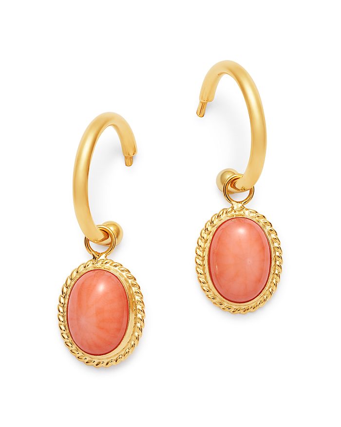 Bloomingdale's Coral Mini Hoop Earrings In 14k Yellow Gold - 100% Exclusive In Coral/gold
