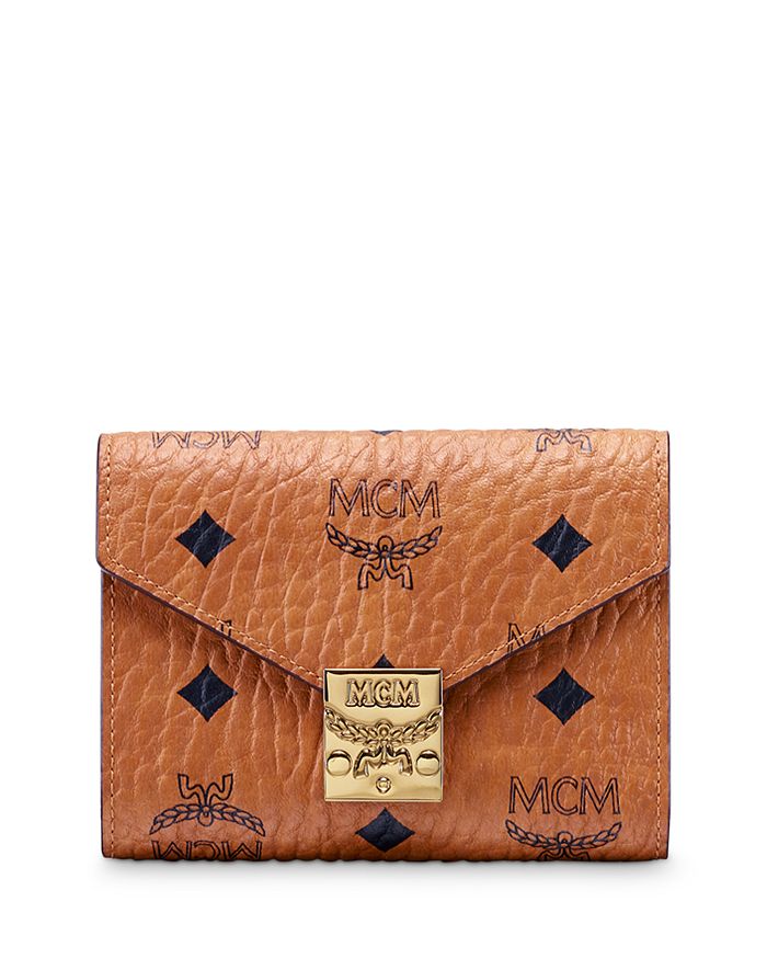 Mcm Visetos Bifold Wallet In Cognac/gold