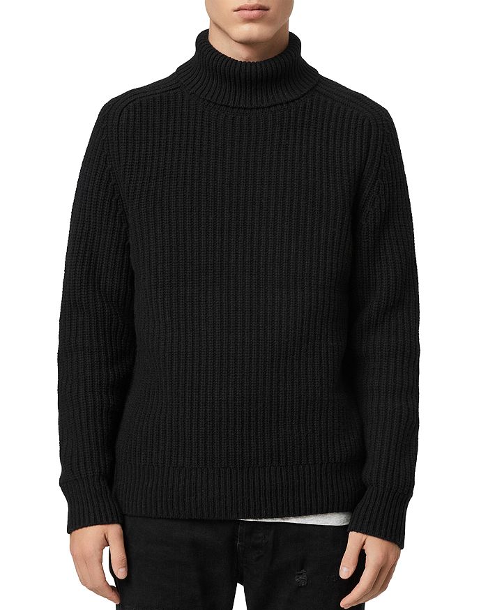 Allsaints Galley Ribbed Turtleneck Sweater In Black
