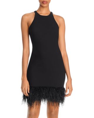 feather hem cocktail dress