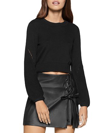 BCBGeneration Balloon-Sleeve Cropped Sweater | Bloomingdale's
