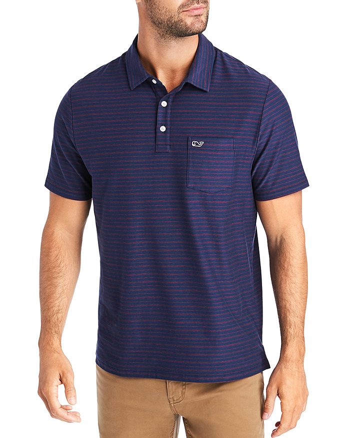 Vineyard Vines Striped Classic Fit Polo Shirt In Deep Bay