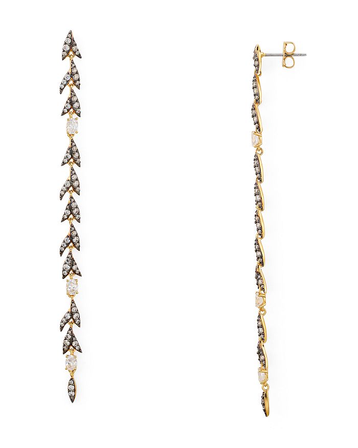 Nadri Liv Leaf Linear Earrings In Gold