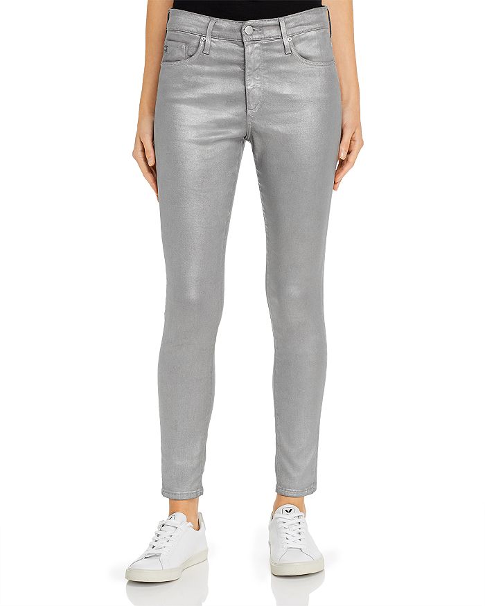 AG FARRAH ANKLE SKINNY JEANS IN LEATHERETTE CHROME-CAST IRON,LSS1777