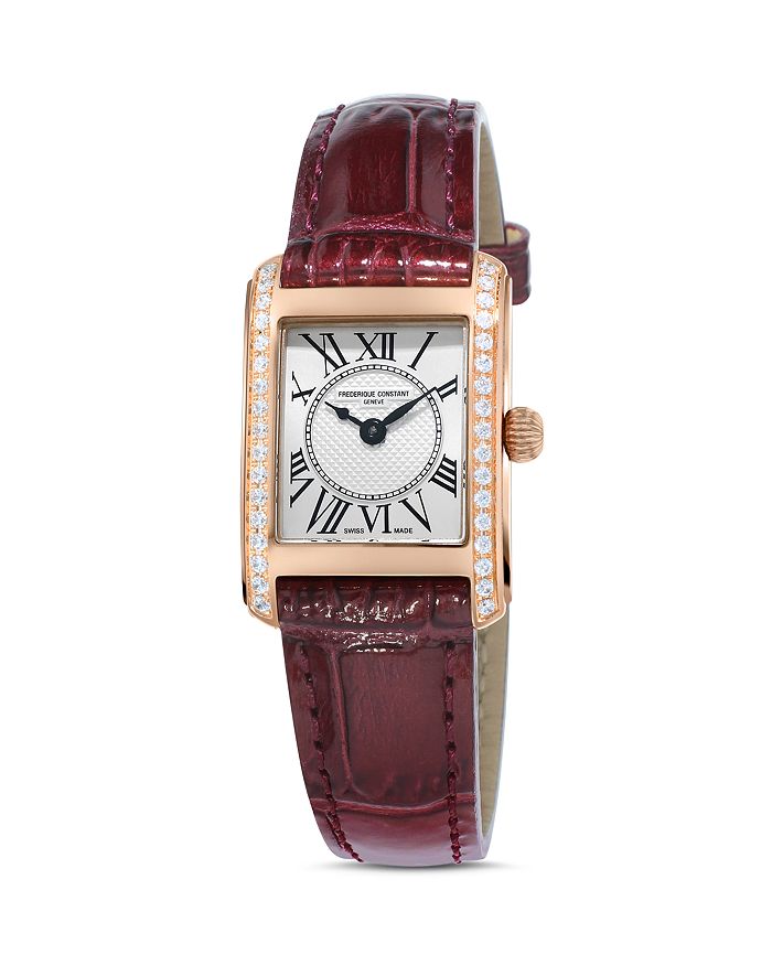 Frederique Constant Classics Carree Watch, 23mm X 21mm In White/red