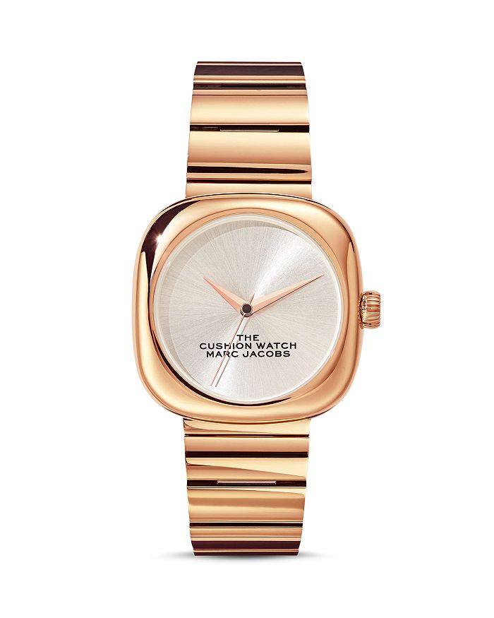 Marc Jacobs The Cushion Watch, 36mm X 36mm In White/rose Gold 