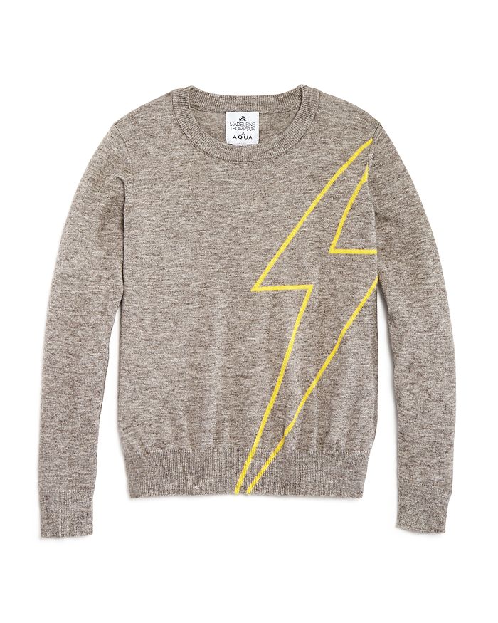 Aqua Madeleine Thompson X Girls Lightening Bolt Sweater Big Kid 100 Exclusive In Gray ModeSens