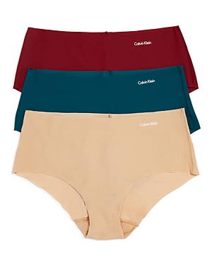 Calvin Klein Invisibles Hipsters, Set Of 3 In Bare/teal/jam