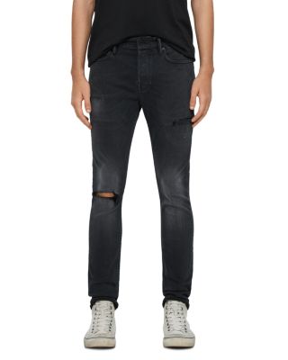 mens cigarette jeans ALLSAINTS Cigarette Damaged Skinny Jeans in Black