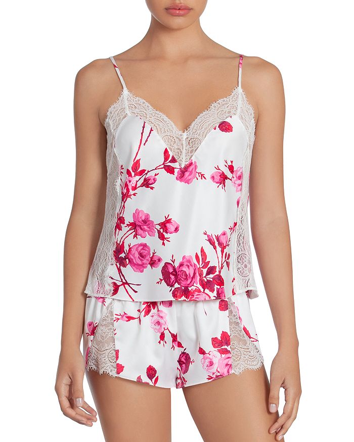 In Bloom By Jonquil Floral Satin Cami Pajama Set In Ivory