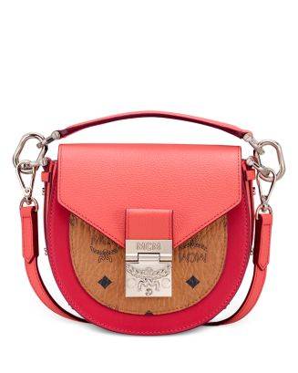 MCM Patricia Shoulder Bag In Visetos Leather Block in Red