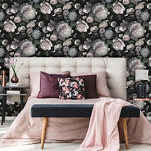 Tempaper Moody Floral Self-adhesive, Removable Wallpaper, Double Roll In Black