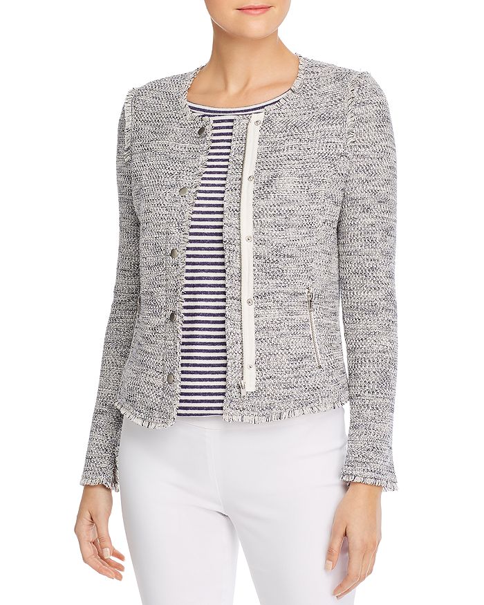NIC and ZOE Fringe Trimmed Marled Knit Sweater Jacket | Bloomingdale's