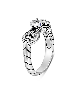 John Hardy Sterling Silver Legends Naga Diamond & Blue Sapphire Dragon Head Ring