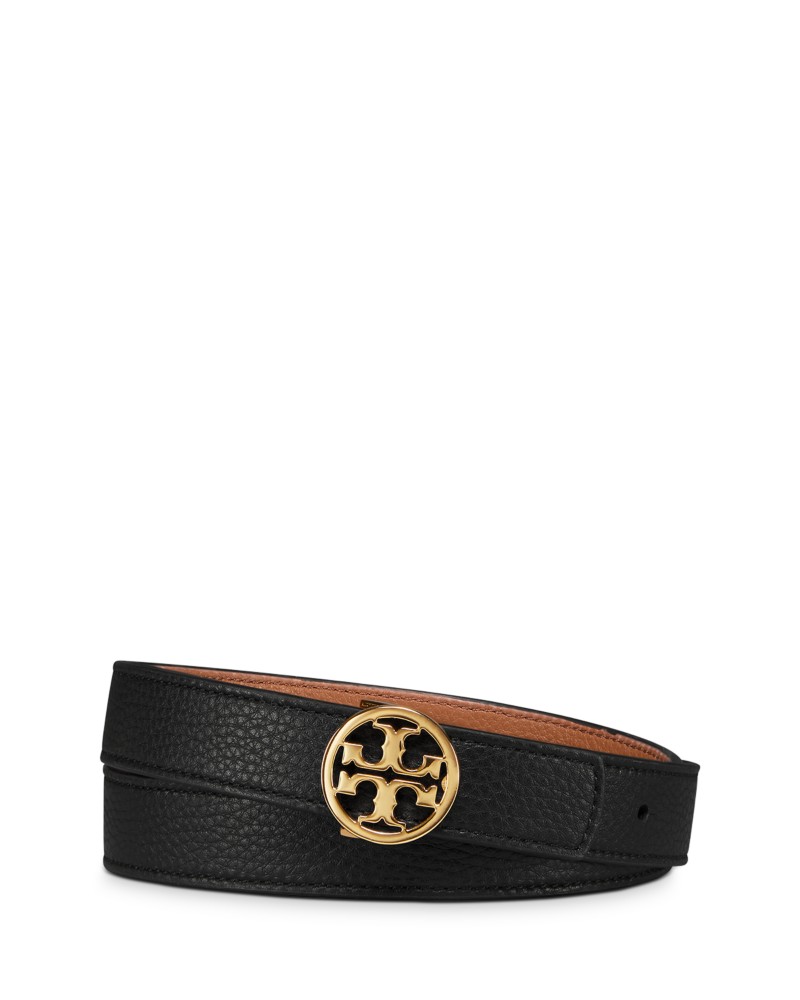 Tory Burch Reversible Leather Logo Belt in Black/Brown/Gold