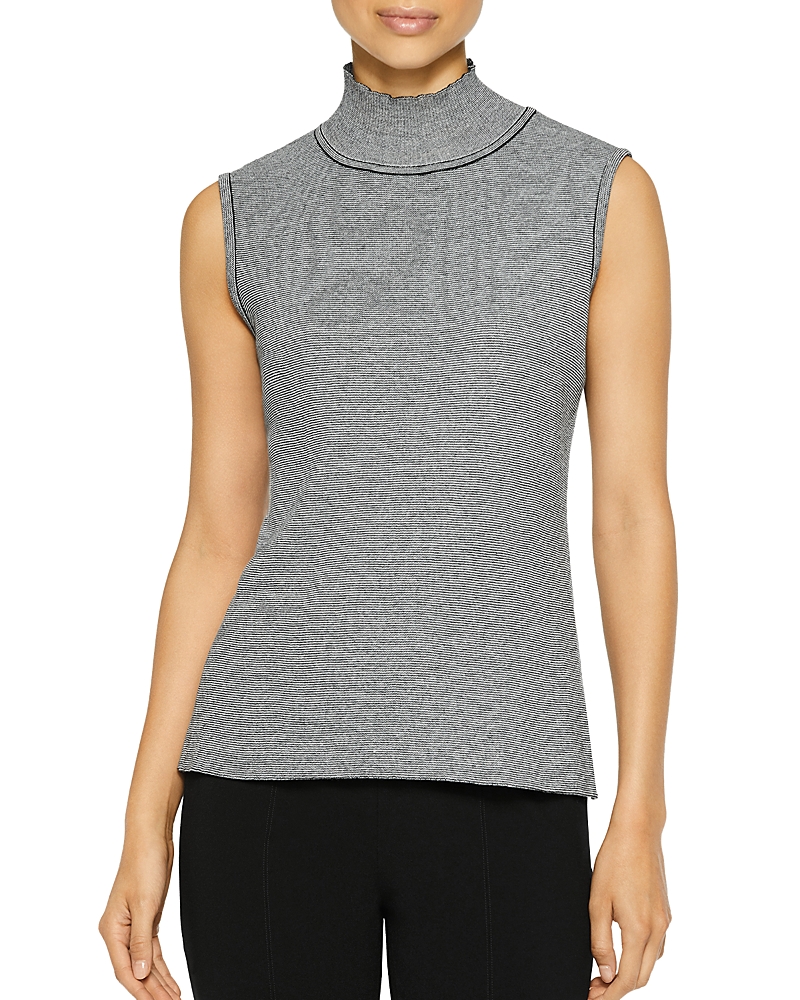Misook Striped Mock Neck Tank