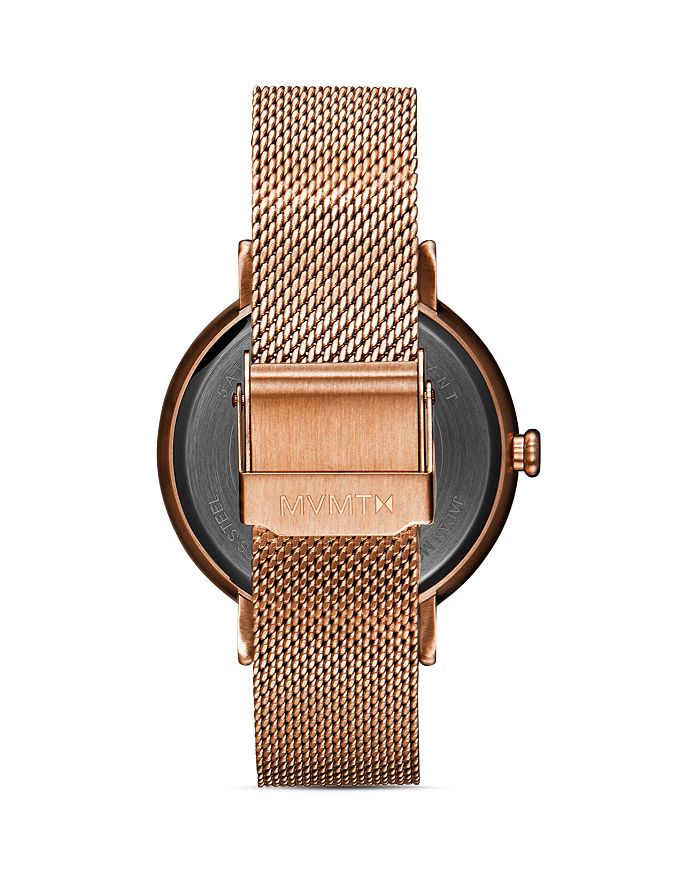 Shop Mvmt Dot Spark Mesh Bracelet Watch, 36mm In Black/rose Gold