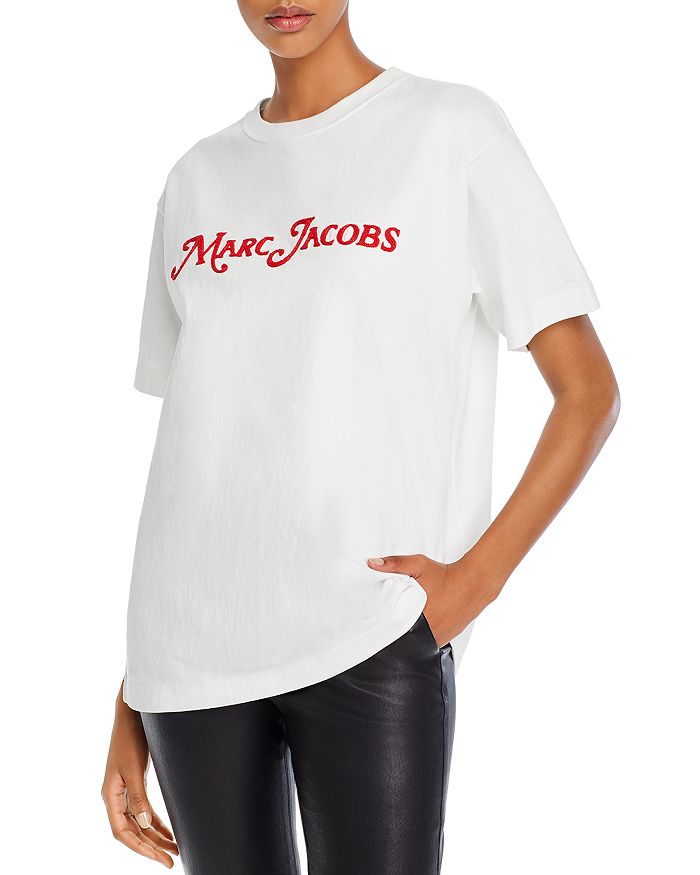 Marc Jacobs The Logo Embellished Tee In White