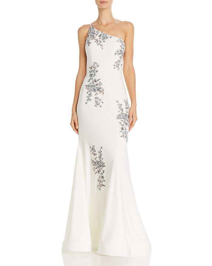 Avery G One-shoulder Embroidered Mermaid Gown - 100% Exclusive In Ivory/blush