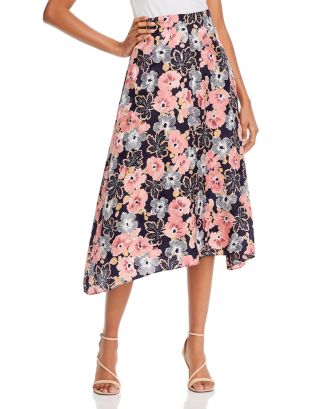 Rebecca Taylor Jardin Asymmetric Floral Midi Skirt | Bloomingdale's